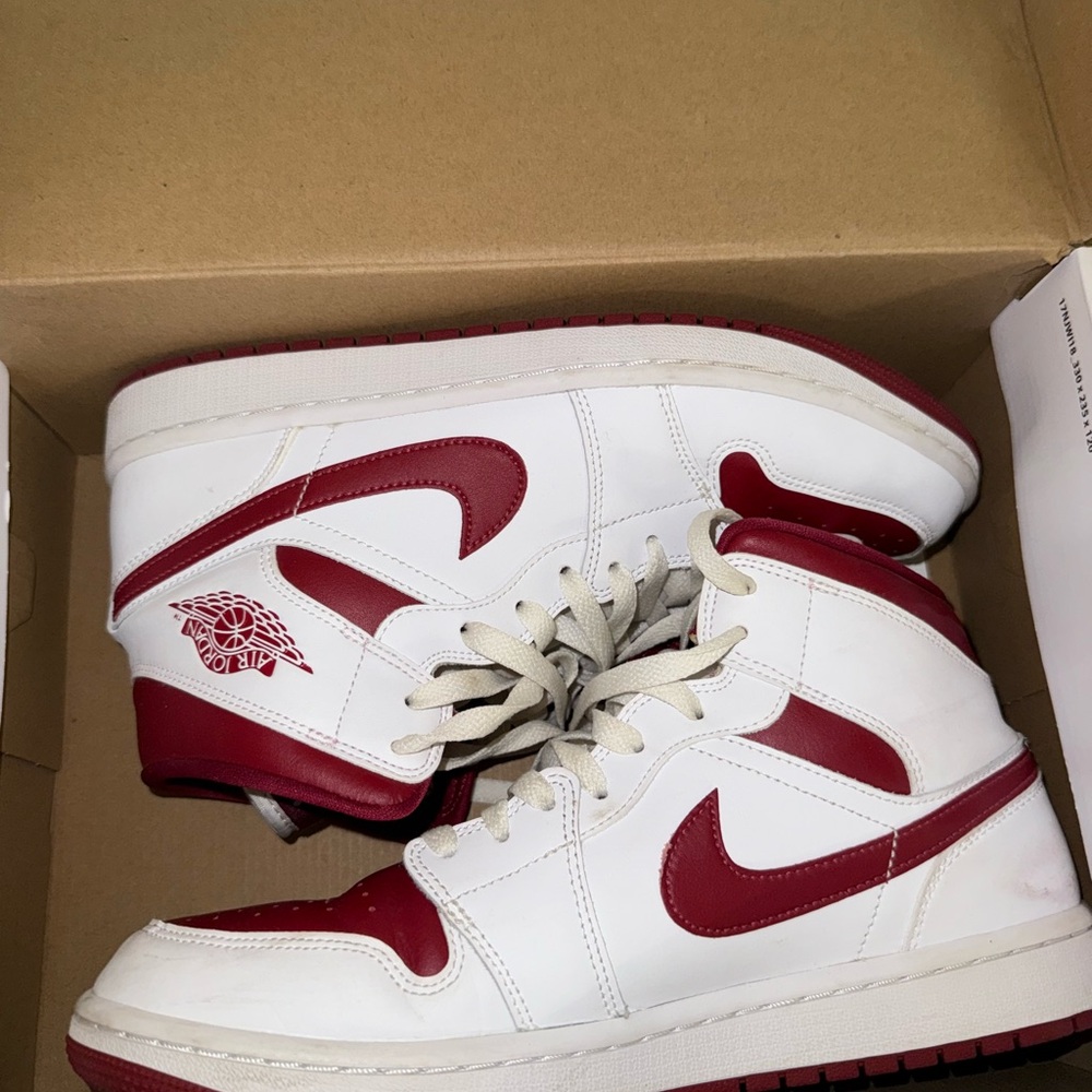 Jordan 1 White and Red High-Top Sneakers